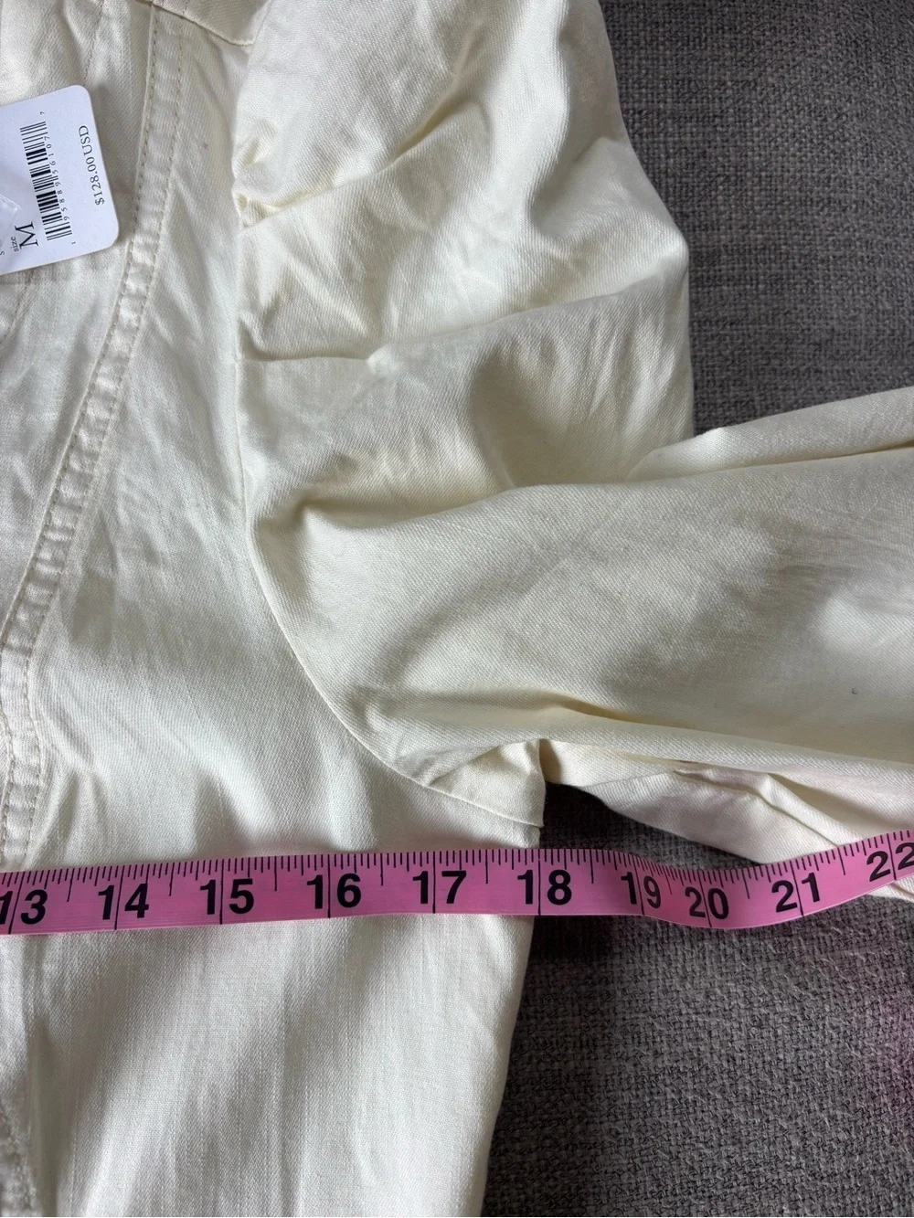 Free People Ivory Lace-Up Corset Puff Sleeve Cream Blouse Cottagecore Prairie M